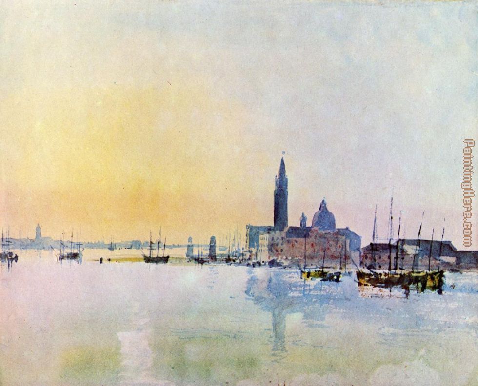 Venice San Guirgio from the Dogana Sunrise painting - Joseph Mallord William Turner Venice San Guirgio from the Dogana Sunrise art painting